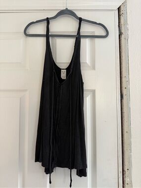 We The Free Black Scoop Neck Tank with Front Ties